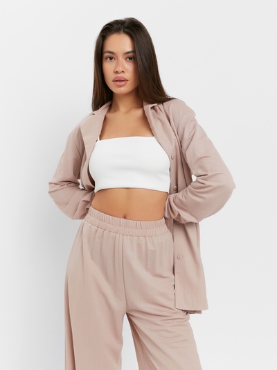 Костюм женский (рубашка, брюки, топ) KAFTAN Base, размер 44, цвет пудровый