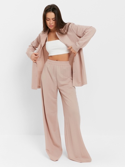 Костюм женский (рубашка, брюки, топ) KAFTAN Base, размер 46, пудровый