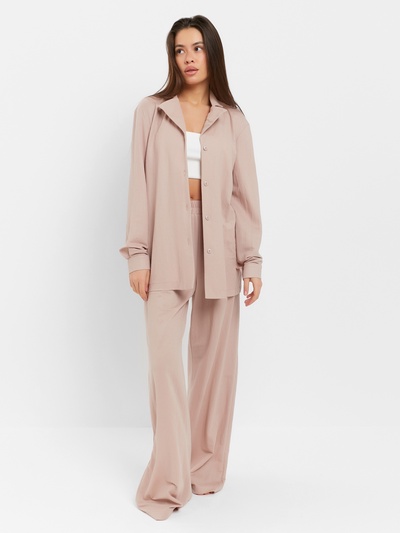 Костюм женский (рубашка, брюки, топ) KAFTAN Base, размер 46, пудровый