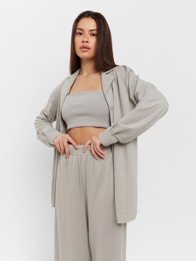 Костюм женский (рубашка, брюки, топ) KAFTAN Base, размер 42, серый