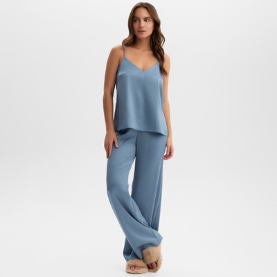 Пижама женская (майка, брюки) KAFTAN Silk, размер 42, голубая