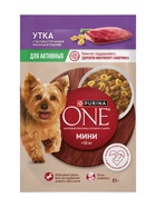 Влажный корм Purina One mini для активных собак, утка/паста/фасоль в подливе, 85 г - Фото 1