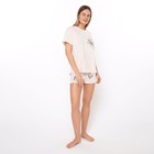 Комплект женский домашний (футболка/шорты), цвет бежевый, размер 48 - фото 42011676