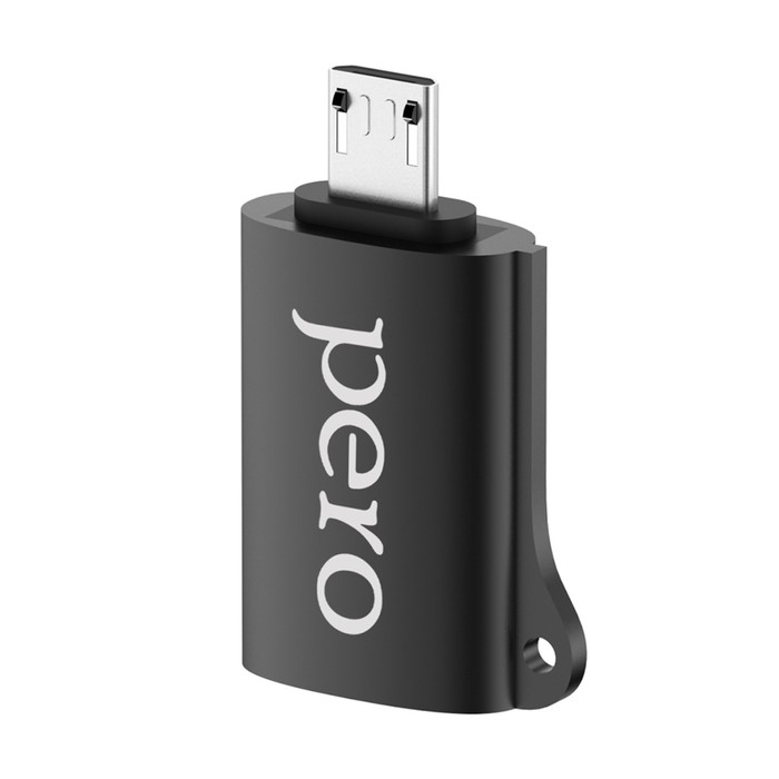 Адаптер OTG PERO AD02, microUSB - USB, металл, черный - фото 51461574