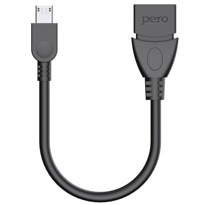 Адаптер OTG PERO AD03, microUSB  - USB, 10 см, черный - фото 51461577