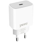 Сетевое зарядное устройство PERO TC03, USB Type-C, 3 А, 18W, быстрая зарядка, белое - фото 319386619