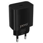 Сетевое зарядное устройство PERO TC03, USB Type-C, 3 А, 18W, быстрая зарядка, черное - фото 319386623