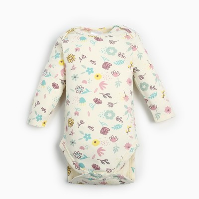 Боди для девочки «Крошка Я» Flower, рост 74-80 см, бежевое