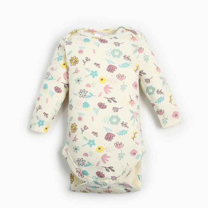 Боди с длинным рукавом Крошка Я Flower, рост 86-92 см, цвет бежевый - Фото 1