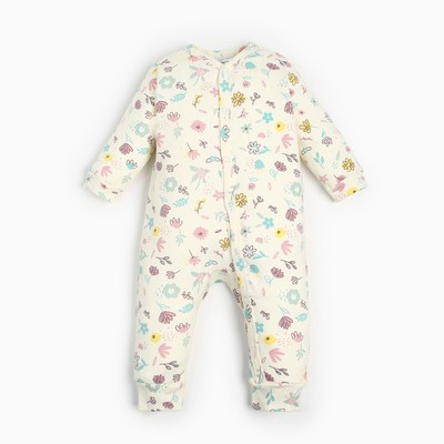 Комбинезон детский «Крошка Я» Flower, рост 86-92 см, бежевый