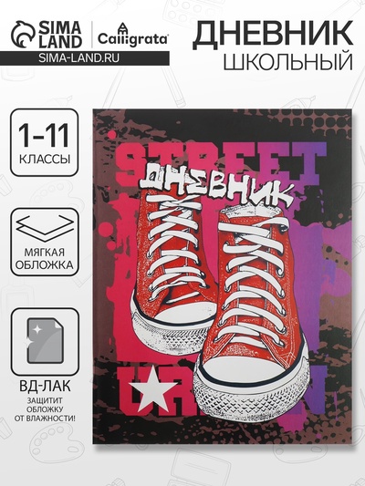 Дневник школьный для 1-11 классов, «Кеды», мягкая обложка, 40 листов