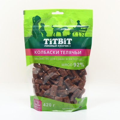 Лакомство TitBit для собак Колбаски телячьи для собак всех пород 420 г