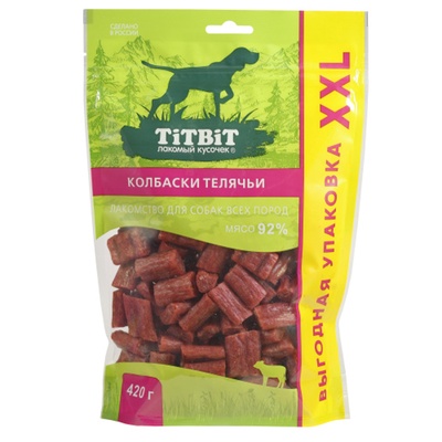 Лакомство TitBit для собак Колбаски телячьи для собак всех пород 420 г