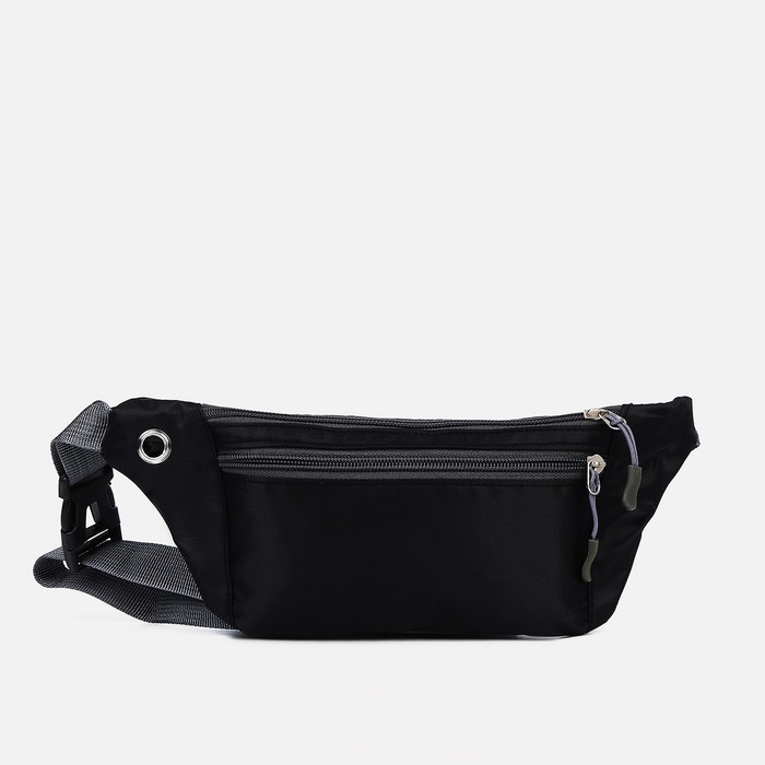 Поясная сумка на молнии, наружный карман, разъем для USB, цвет чёрный