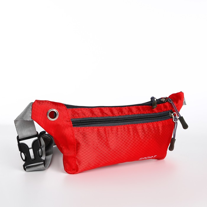 Поясная сумка на молнии, наружный карман, разъем для USB, цвет красный