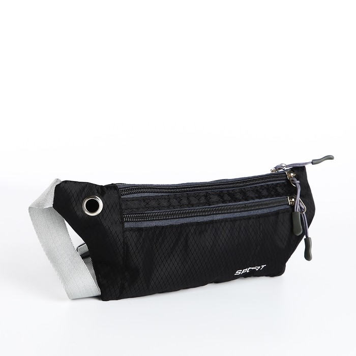 Сумка поясная на молнии, 30×0.5×10 см, с наружным карманом, чёрная - Фото 1