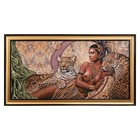 Гобеленовая картина"Девушка и леопарды"  46х87 см - Фото 1