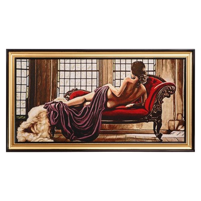 Гобеленовая картина "Девушка на диванчике" 46х87 см