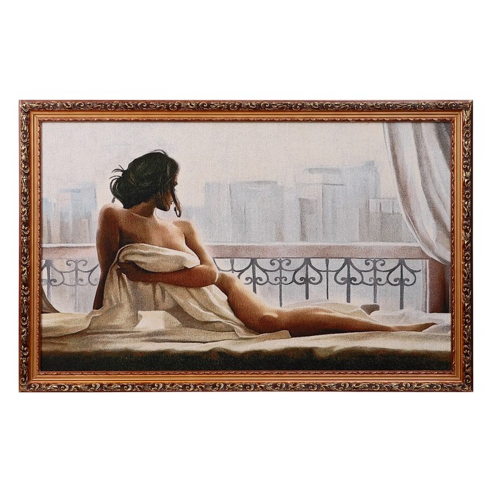Гобеленовая картина "Девушка на фоне города" 55х85 см