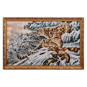 Гобеленовая картина "Снежные барсы" 55х85 см