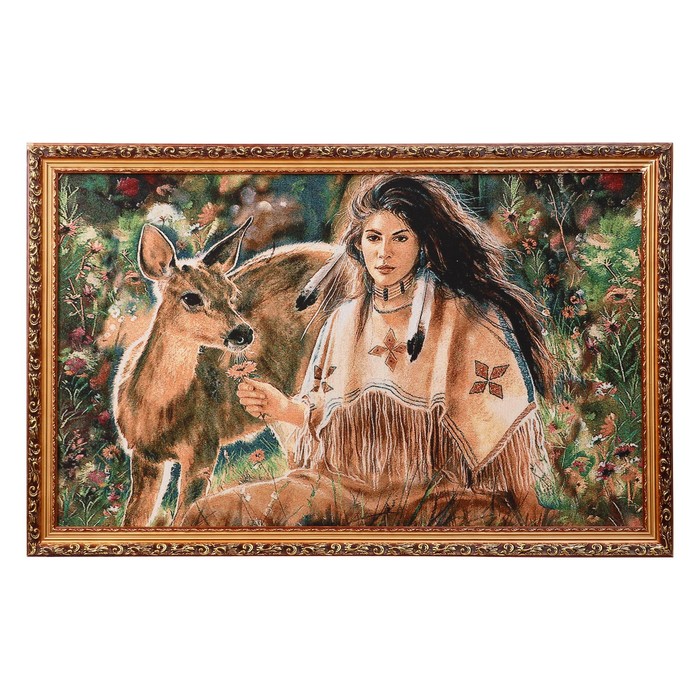 Гобеленовая картина "Индианка и олененок" 55х85 см - Фото 1