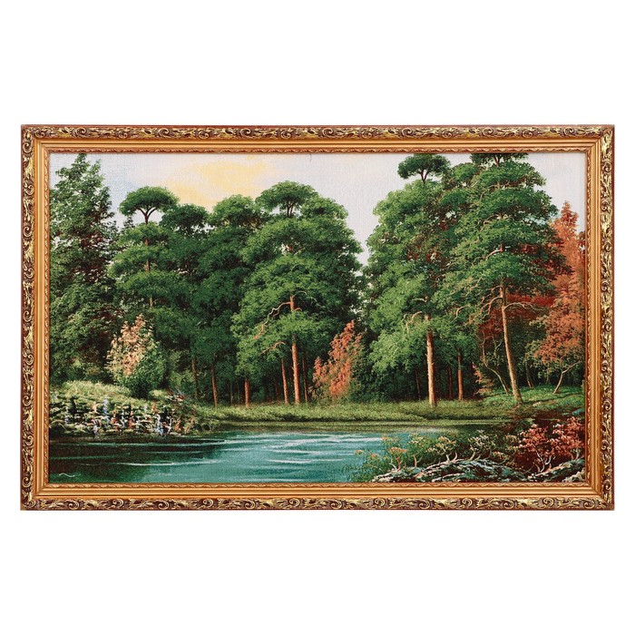 Гобеленовая картина "Бирюзовое озеро в лесу" 55x85 см