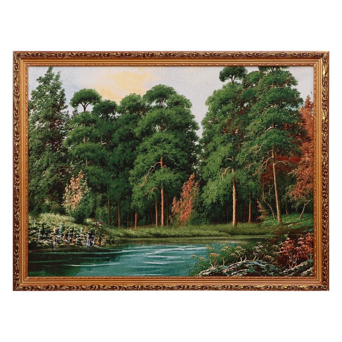 Гобеленовая картина "Бирюзовое озеро в лесу" 64х84 см