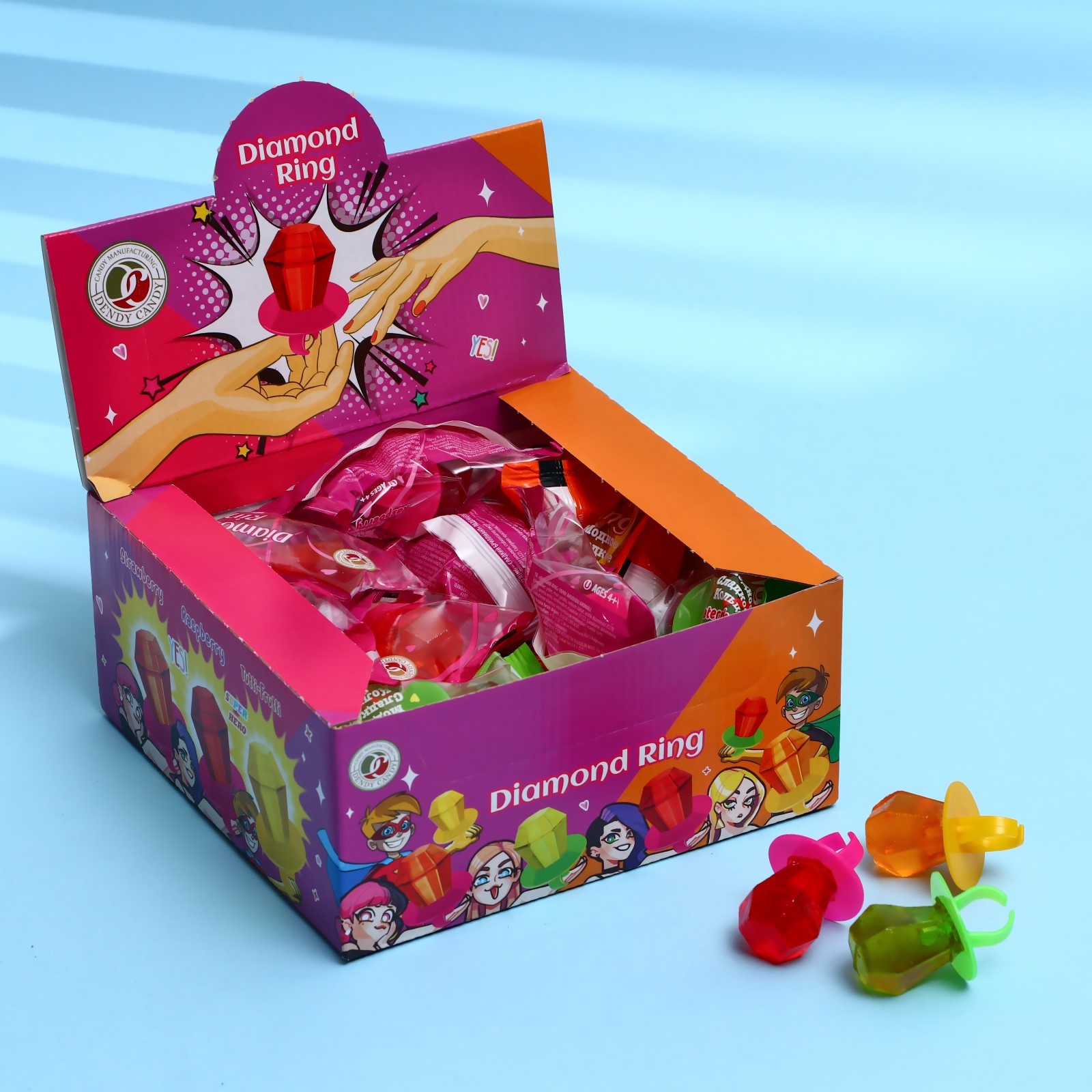 Леденцовая карамель Dendy Candy "Сладкое кольцо" МИКС 15г (9606232 ...