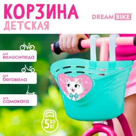 Корзинка детская «Мяу!» Dream Bike, цвет бирюзовый