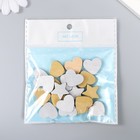 Набор бусин для творчества дерево "Звёзды и сердца" н-р 20 шт золот., сереб. 2х2х0,5 см - фото 22140262