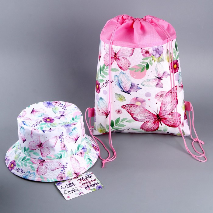Детский набор «Бабочки» (панама+ рюкзак), р-р. 52-54 см - Фото 1