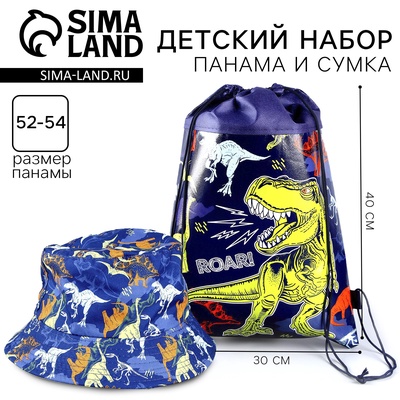 Панама и мешок для обуви «Динозавр», р-р. 52-54 см