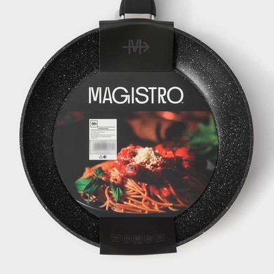 Сковорода Magistro Warrior, d=24 см, h=4.7 см, ручка софт тач, антипригарное покрытие, индукция, кованый алюминий, чёрная