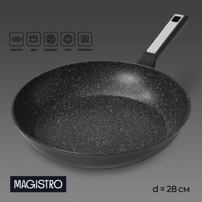 Сковорода Magistro Warrior, d=28 см, h=5,3 см, ручка soft-touch, антипригарное покрытие, индукция