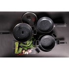 Сковорода Magistro Warrior, d=28 см, h=7.5 см, со стеклянной крышкой, ручка soft-touch, антипригарное покрытие, индукция, кованый алюминий, чёрная - Фото 8