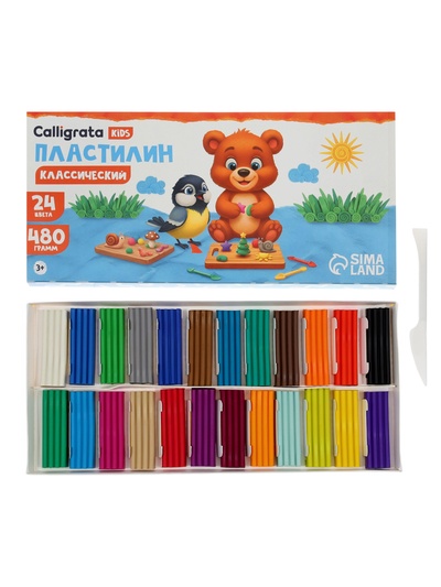 Пластилин Calligrata, 24 цвета, 480 г