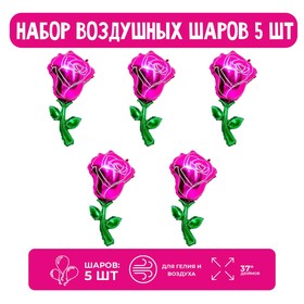 Набор фольгированных шаров 37" «Роза. Акварель», 5 шт., цвет розовый