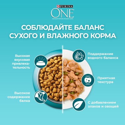 Сухой корм ONE для домашних кошек, индейка с цельными злаками 200 г