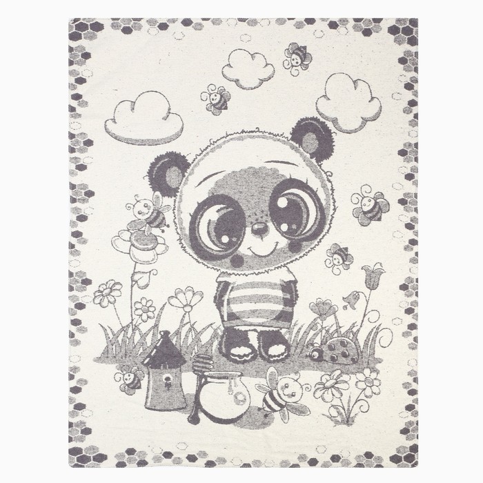 Одеяло байковое Панда 100х140см, цвет серый 400г/м хлопок100%