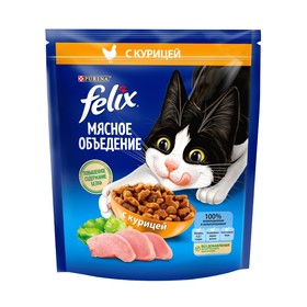 Сухой корм FELIX "Мясное объедение" для кошек, курица, 600 г