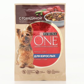 Влажный корм Purina One mini для взрослых собак говядина/Картофель/горох в подливе, 85 г