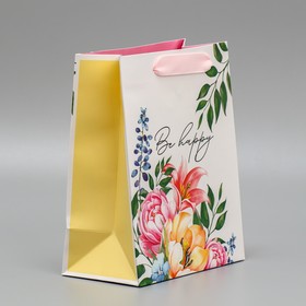 Пакет подарочный ламинированный двухсторонний, упаковка, «Будь счастлива», MS 18 х 23 х 10 см