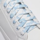 Шнурки для обуви, пара, плоские, 8 мм, 120 см, цвет белый/голубой - Фото 2