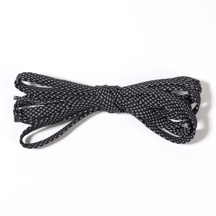 Шнурки для обуви, пара, плоские, со светоотражающим узором, 8 мм, 120 см, цвет чёрный - фото 1907687767