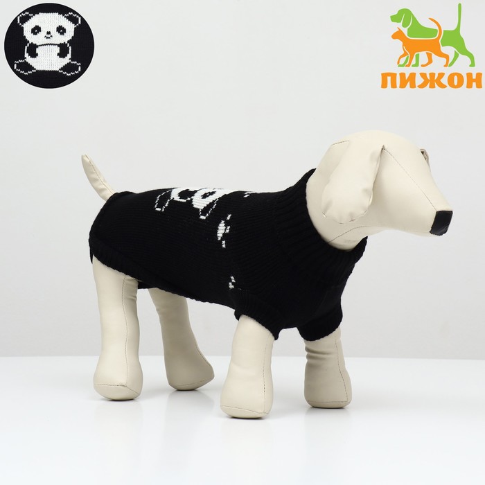 Свитер «Мишка», размер XL, ДС 34, ОШ 34, ОГ 32-51 см, чёрный - Фото 1