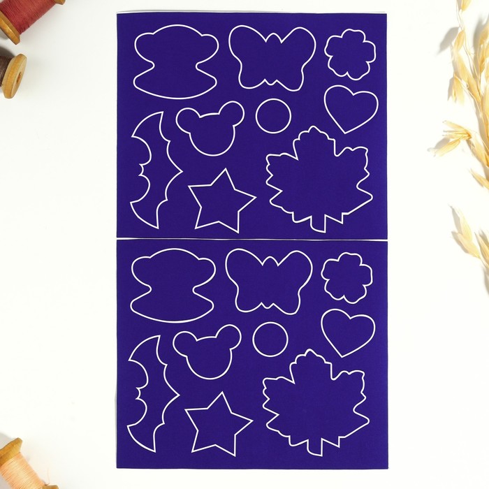 Набор фигурных заплаток ассорти, клеевые, лист 24,5 × 14,5 см, 18 шт, цвет синий - Фото 1