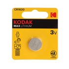 Батарейка литиевая Kodak Max, CR1620-1BL, 3В, блистер, 1 шт. 9579255 - фото 9781797