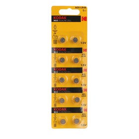 Батарейка алкалиновая Kodak Max, AG5 (LR754, 393, LR48)-10BL, 1.5В, блистер, 10 шт.