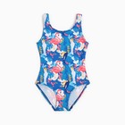 Купальник слитный, цвет синий/фламинго, рост 98 см - фото 22144285