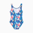 Купальник слитный, цвет синий/фламинго, рост 98 см - фото 22144288